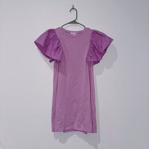 purple mini puff sleeve dress